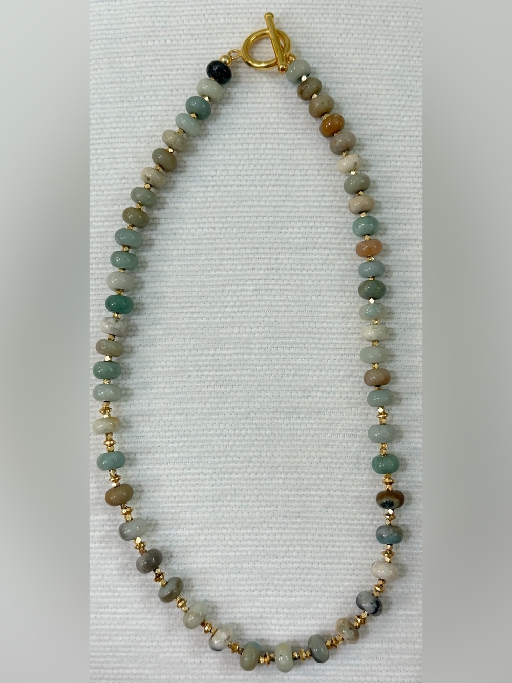 Never worn only displayed Delicate Multicolor Stone Bead Necklace 17” long